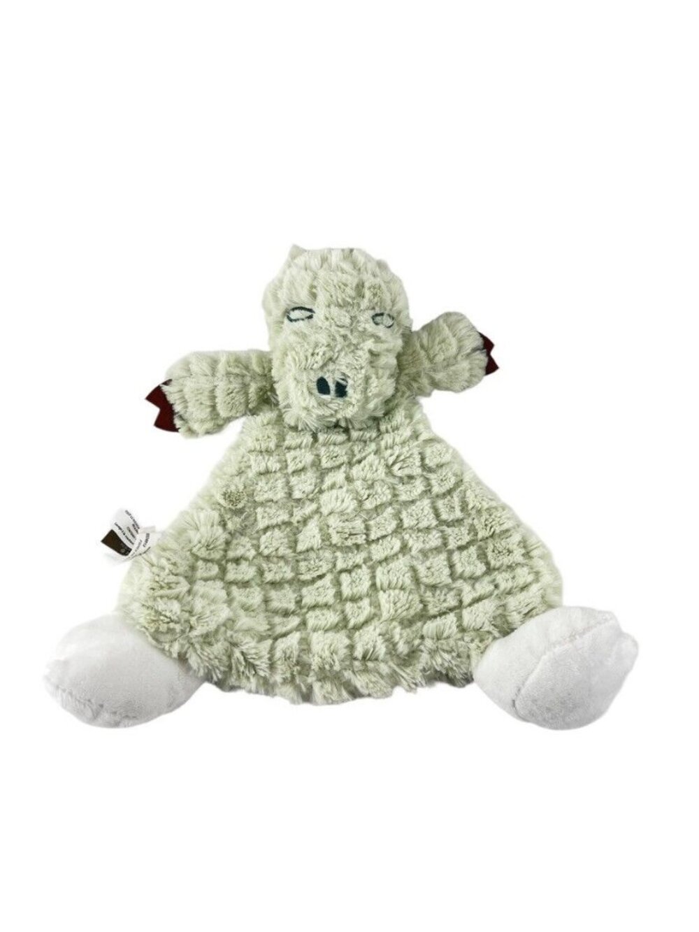 Demdaco Arnie Alligator Baby Lovey Flat Plush Security Rattle Toy Mint Green 12"